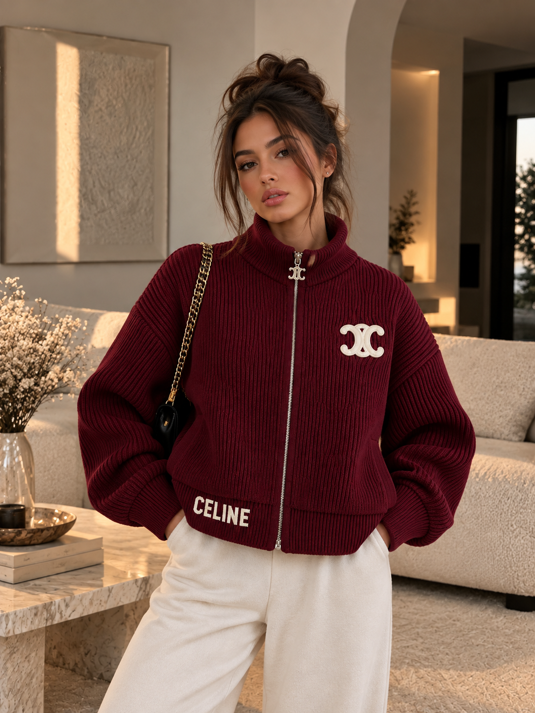 Veste zippée CELINE Rouge