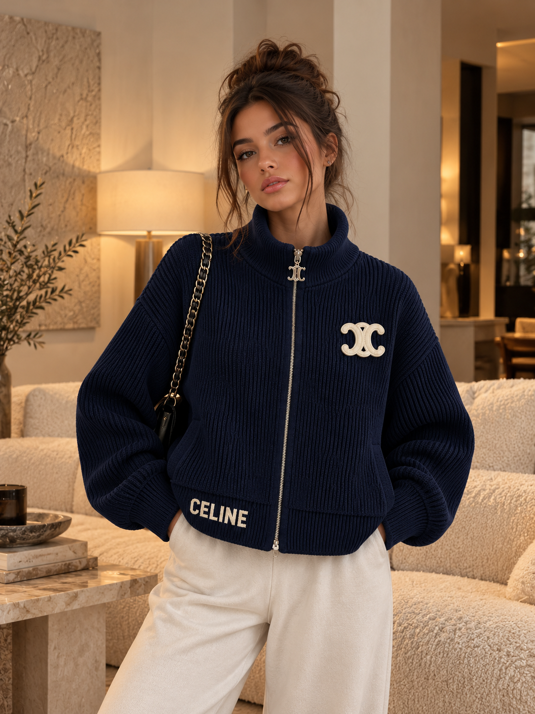 Veste zippée CELINE Bleu