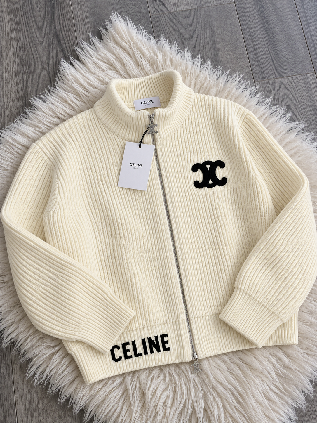 Veste zippée CELINE Blanche