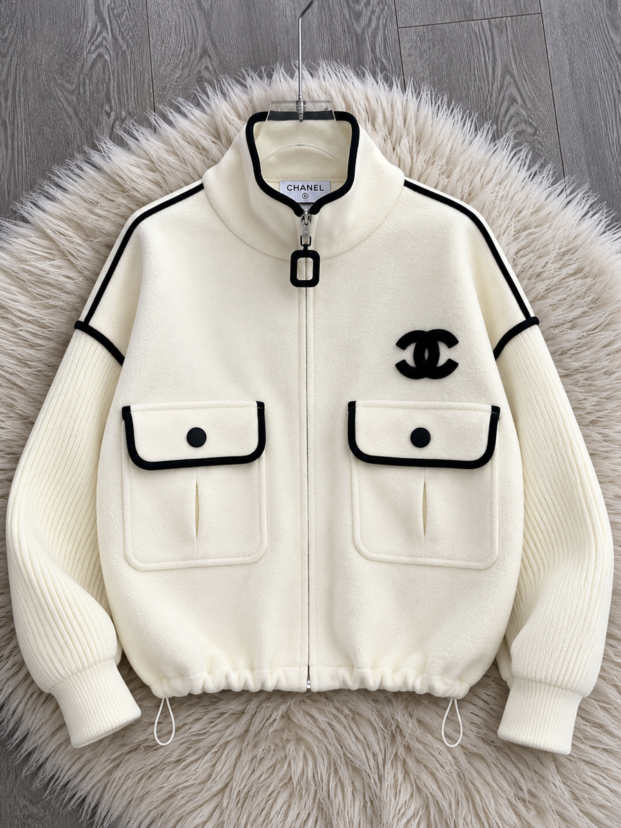 Veste zippée CHANEL Blanc