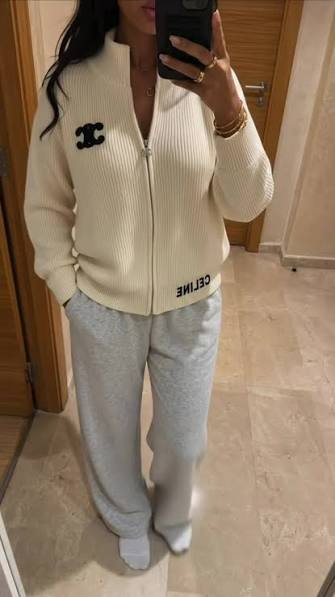 Veste zippée CELINE Blanche
